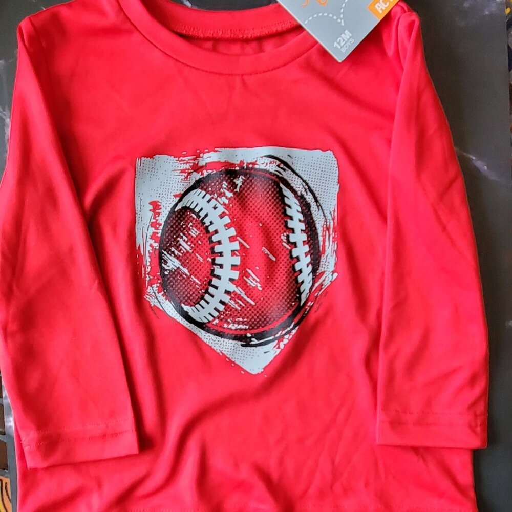 Infant Boys Long-Sleeve T-Shirt 12 mos Long Sleeve Red Baseball by Jumping Beans